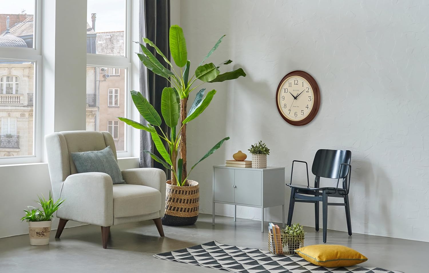 Bulova Atomic Time 2 Analog Wall Clock C5004 | 12.4" Wooden Frame, Sets Time Automatically | Quartz Movement | Battery Operated | Classic Design - Image 6