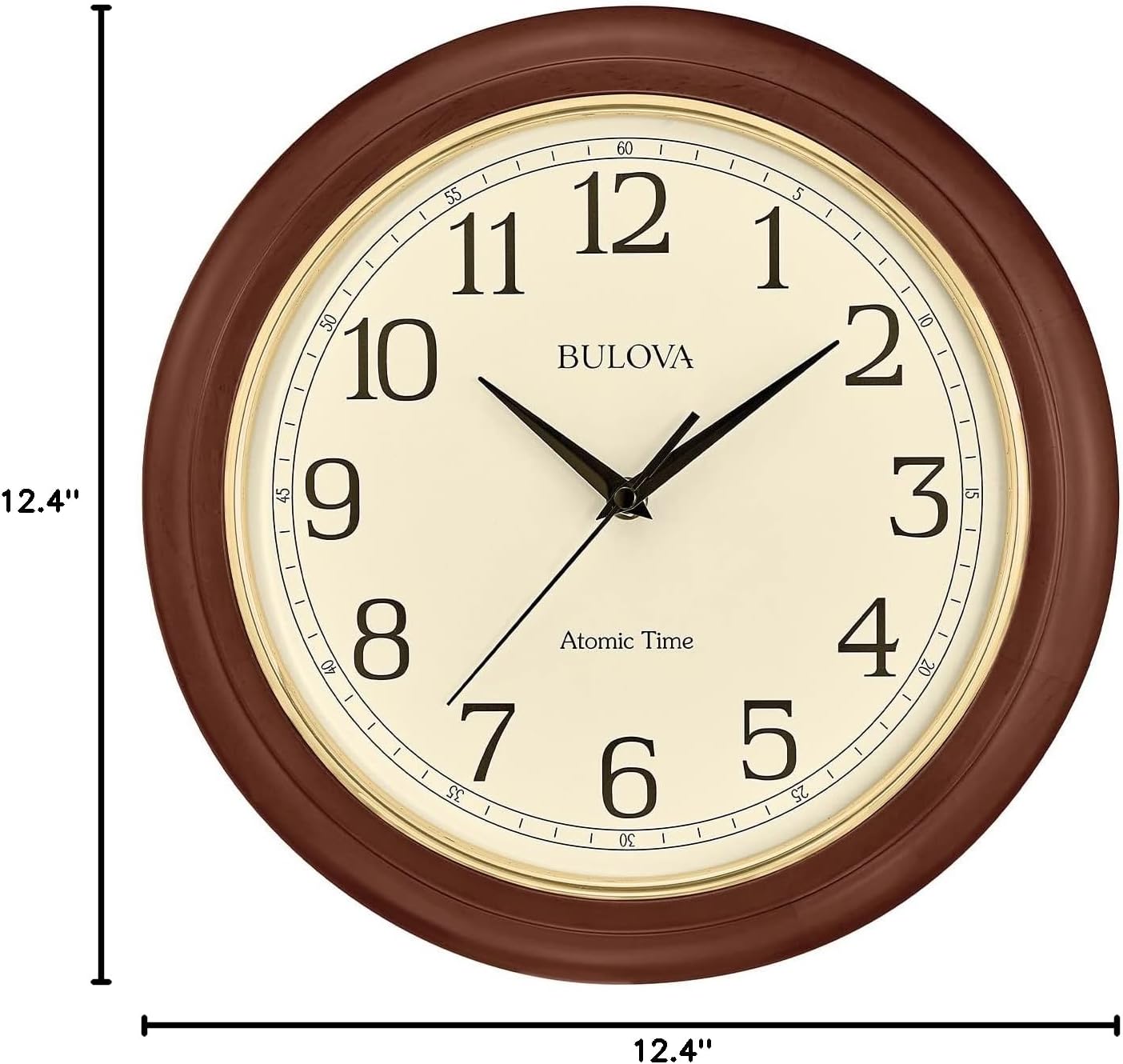 Bulova Atomic Time 2 Analog Wall Clock C5004 | 12.4" Wooden Frame, Sets Time Automatically | Quartz Movement | Battery Operated | Classic Design - Image 7