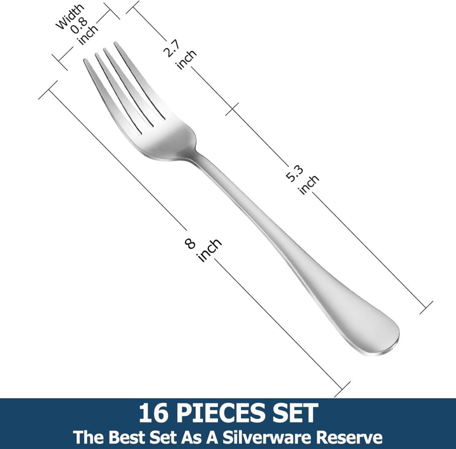 Dinner Forks,Set of 16 Top Food Grade Stainless Steel Silverware Forks,Table Forks,Flatware Forks,8 Inches,Mirror Finish & Dishwasher Safe,Use for Home,Kitchen or Restaurant - Image 2