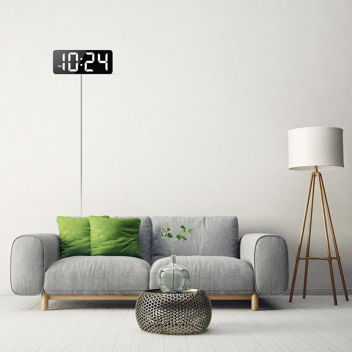 LED Digital Wall Clock with Large Display, Big Digits, Auto-Dimming, 12/24Hr Format, Modern Electric Small Silent Wall Clock for Living Room, Bedroom, Classroom, Farmhouse, Kitchen, Office - White - Image 6