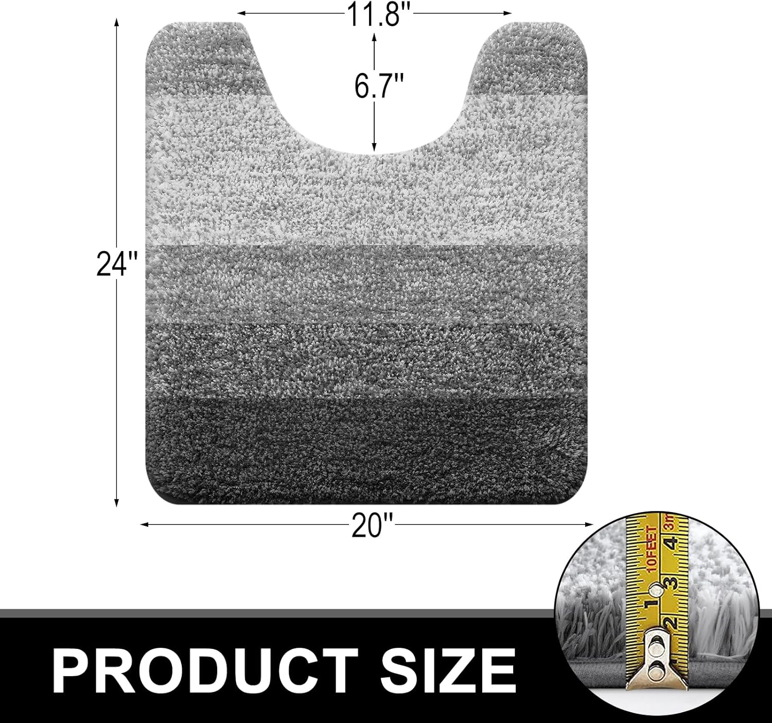 OLANLY Bathroom Rugs Sets 3 Piece, Soft Absorbent Microfiber Bath Mats and U-Shaped Contour Toilet Rug, Non-Slip, Home Decor Accessories, Plush Shaggy Bath Mat Set for Bathroom, Grey - Image 2