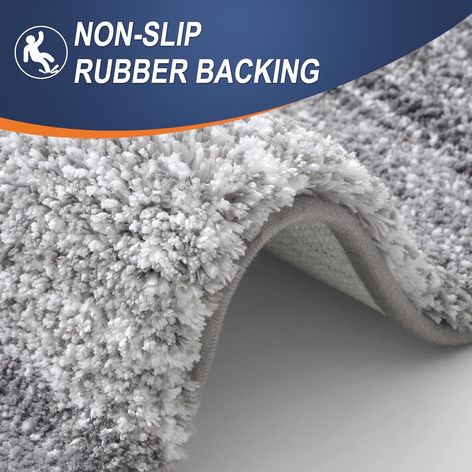 OLANLY Bathroom Rugs Sets 3 Piece, Soft Absorbent Microfiber Bath Mats and U-Shaped Contour Toilet Rug, Non-Slip, Home Decor Accessories, Plush Shaggy Bath Mat Set for Bathroom, Grey - Image 6