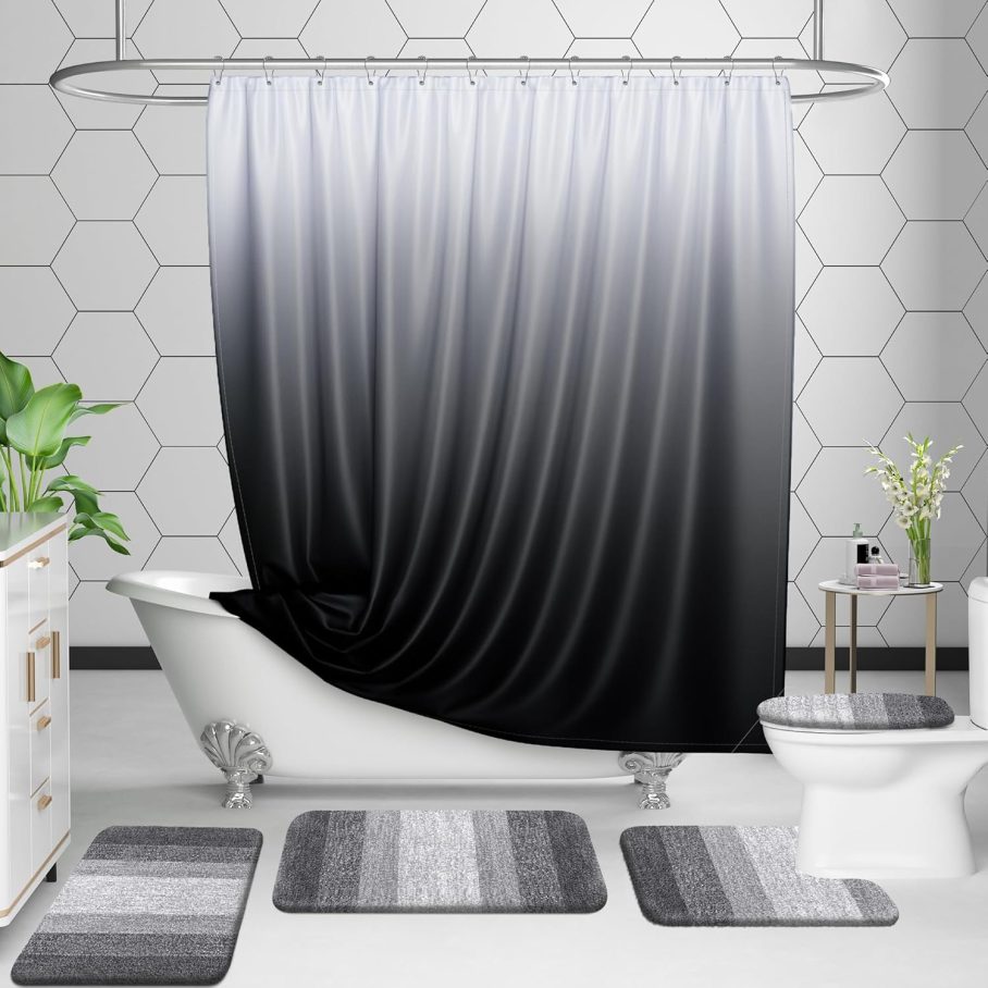 OLANLY Bathroom Rugs Sets 3 Piece, Soft Absorbent Microfiber Bath Mats and U-Shaped Contour Toilet Rug, Non-Slip, Home Decor Accessories, Plush Shaggy Bath Mat Set for Bathroom, Grey - Image 8