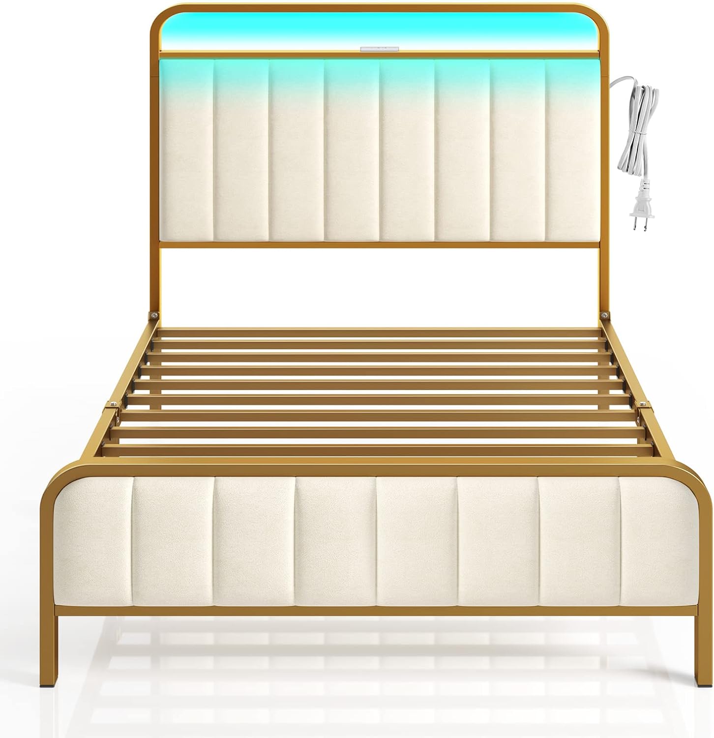 Rolanstar Twin Size Bed Frame with LED Light and Charging Station, 1 - Image 7